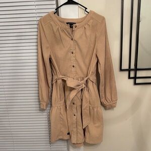 Simply Southern corduroy Tan Long Sleeve Dress with Belt